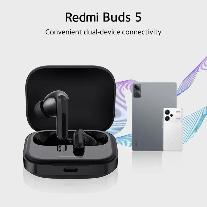 [World Premiere] Global Version Xiaomi Redmi Buds 5 AI Noise Cancellation for Call 40 Hours Battery Dual-device Connectivity