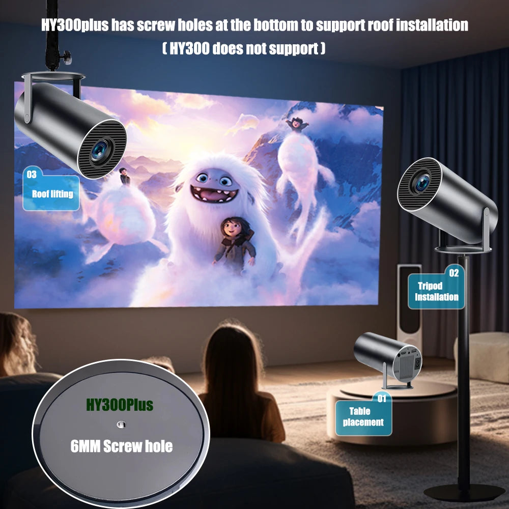 DITONG HY300 Plus HD LCD Projector portatil 4K 1280x720P Android 11 Wifi6 LED Video Home Theater Cinema mini Proyector Movie