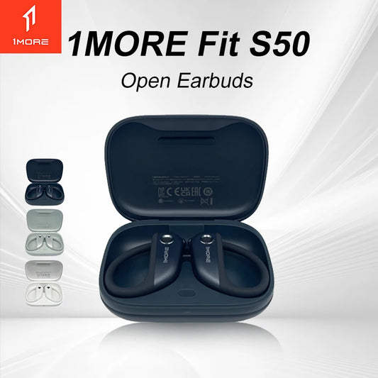 1MORE Fit Open Earbuds S50 Open Ear Wireless Headphones Bluetooth 5.3 with 4 Microphone, IPX7, Fast Charging, 38Hours Playtime