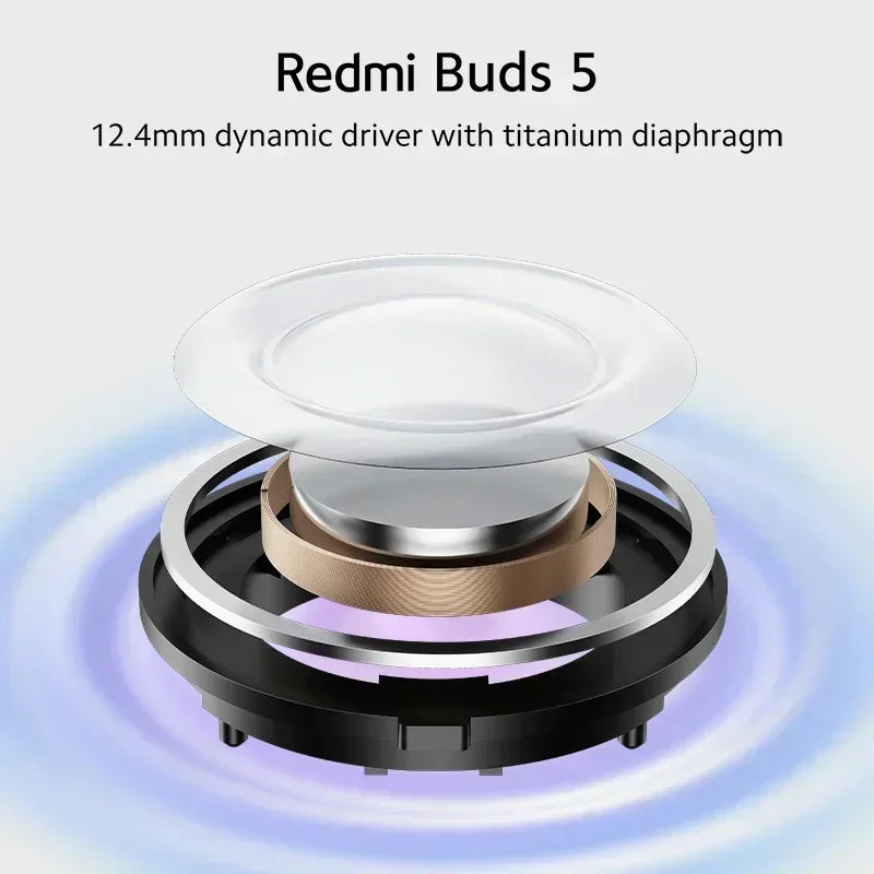 [World Premiere] Global Version Xiaomi Redmi Buds 5 AI Noise Cancellation for Call 40 Hours Battery Dual-device Connectivity