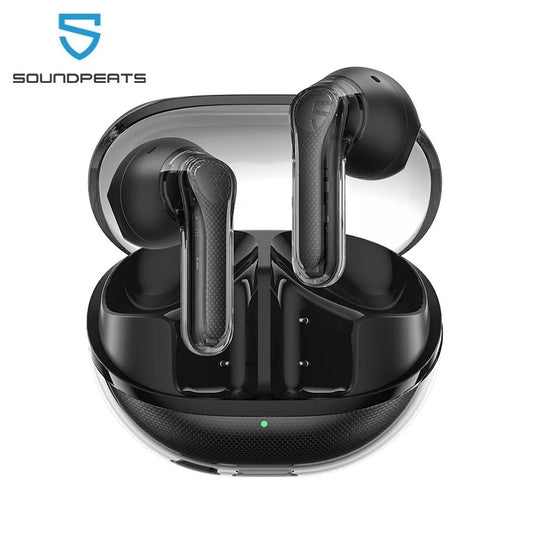 SoundPEATS Clear Pods Bluetooth 5.3 Wireless Earphones with Dual ENC Mic,13mm Drivers, App Support, Total 40H Playtime