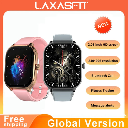 LAXASFIT New Smart Watch Bluetooth Voice Call Fitness Tracker Heart Rate Monitor Smart Watch Android IOS Men Women Holiday Gift