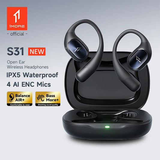 1MORE S31 Open-Ear Headphone Wireless Bluetooth Earphones Ear Hook IPX5 Waterproof Bluetooth 5.3 with Microphone Sport Running