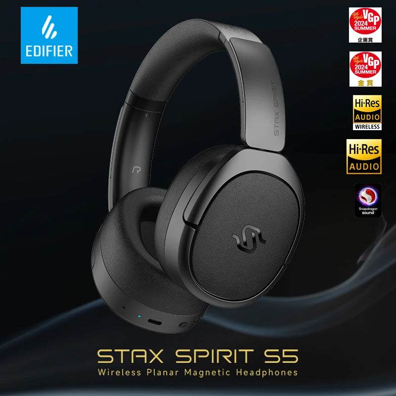 Edifier Stax Spirit S5 Wireless Headphones Planar Magnetic Headset Bluetooth 5.4 Hi-Res Audio 80 Hours Playback Lambskin Pads