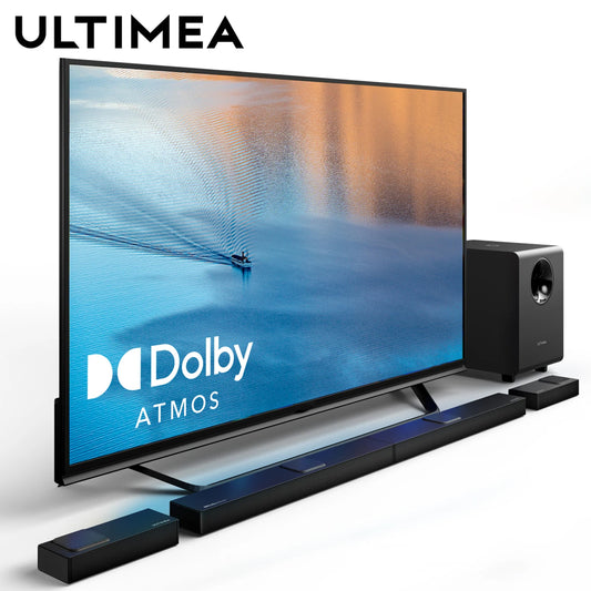 ULTIMEA 7.1.4 Soundbar with Dolby Atmos, 8" Wireless Subwoofers, Home Theater Surround Sound System Speakers, Sound Bar for TV