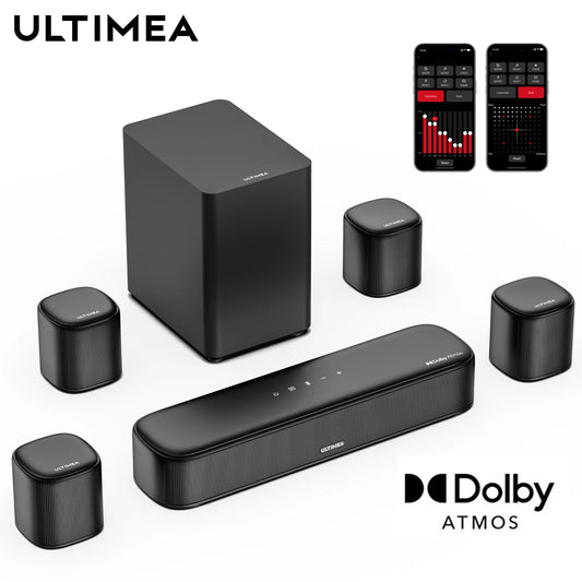 ULTIMEA 350W 7.1 Soundbar for TV with Dolby Atmos,Home Theater Technology Bluetooth Speakers with Subwoofer&4 Surround Speakers