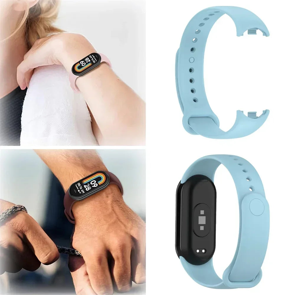 Sport Strap For Xiaomi Mi band 8-8 NFC Belt Replacement miband8 silicone Bracelet smart band 8 waterproof Watchbands Accessories